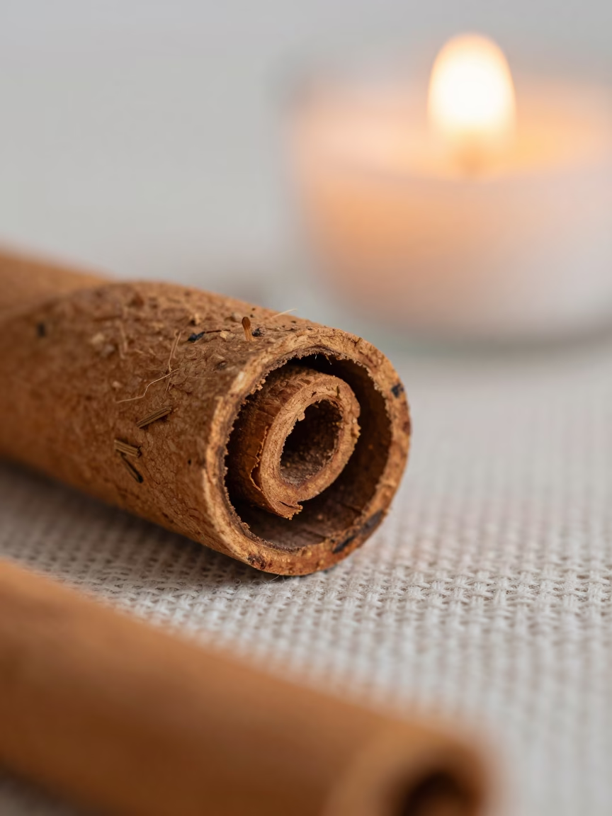 Cinnamon Bark Layers in Candlelight Sapporo in against woven linen fibers in Sapporo