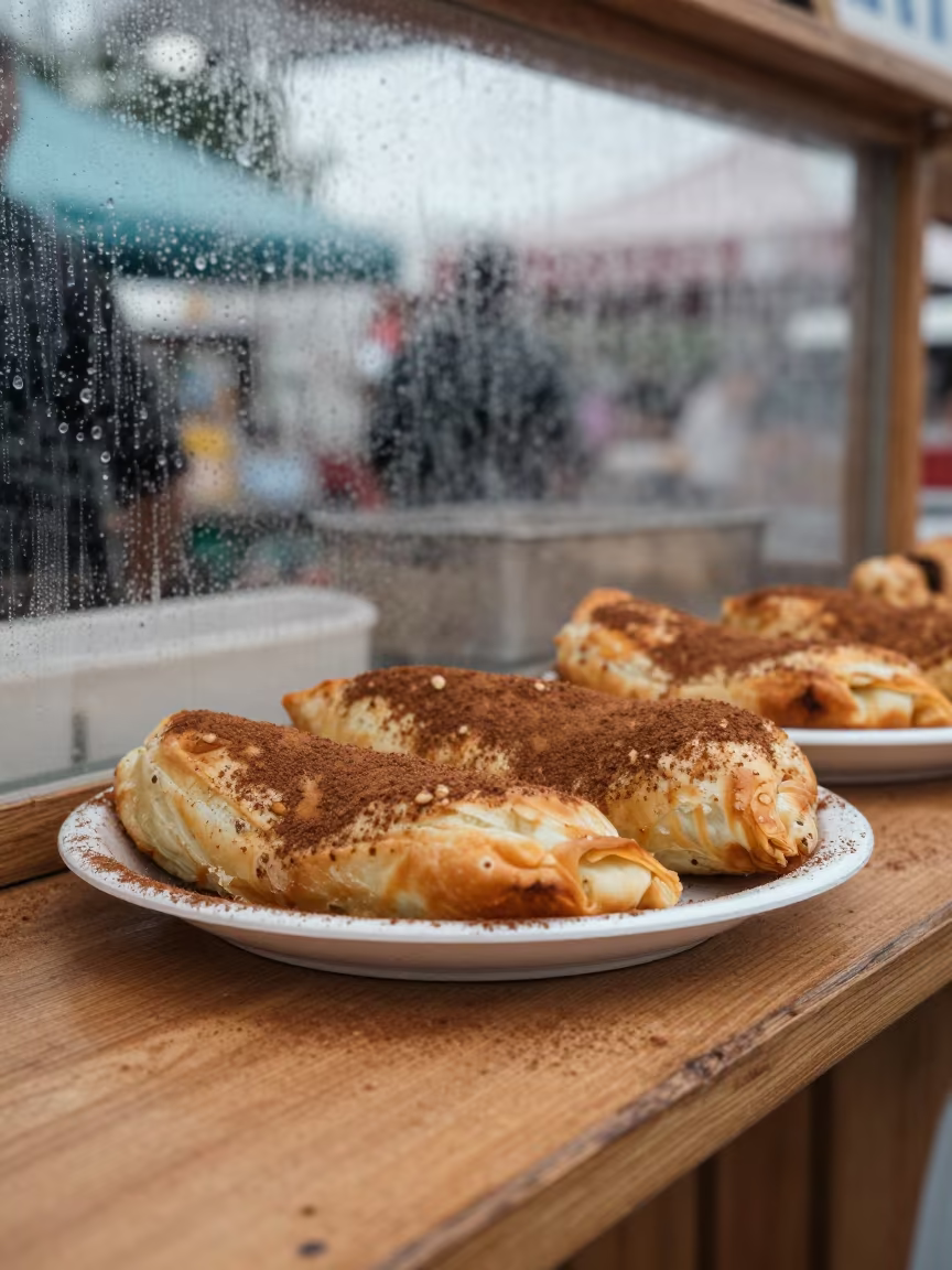 Cinnamon Dust Pastilla Market Stall Saskatoon in at a market stall counter in Saskatoon