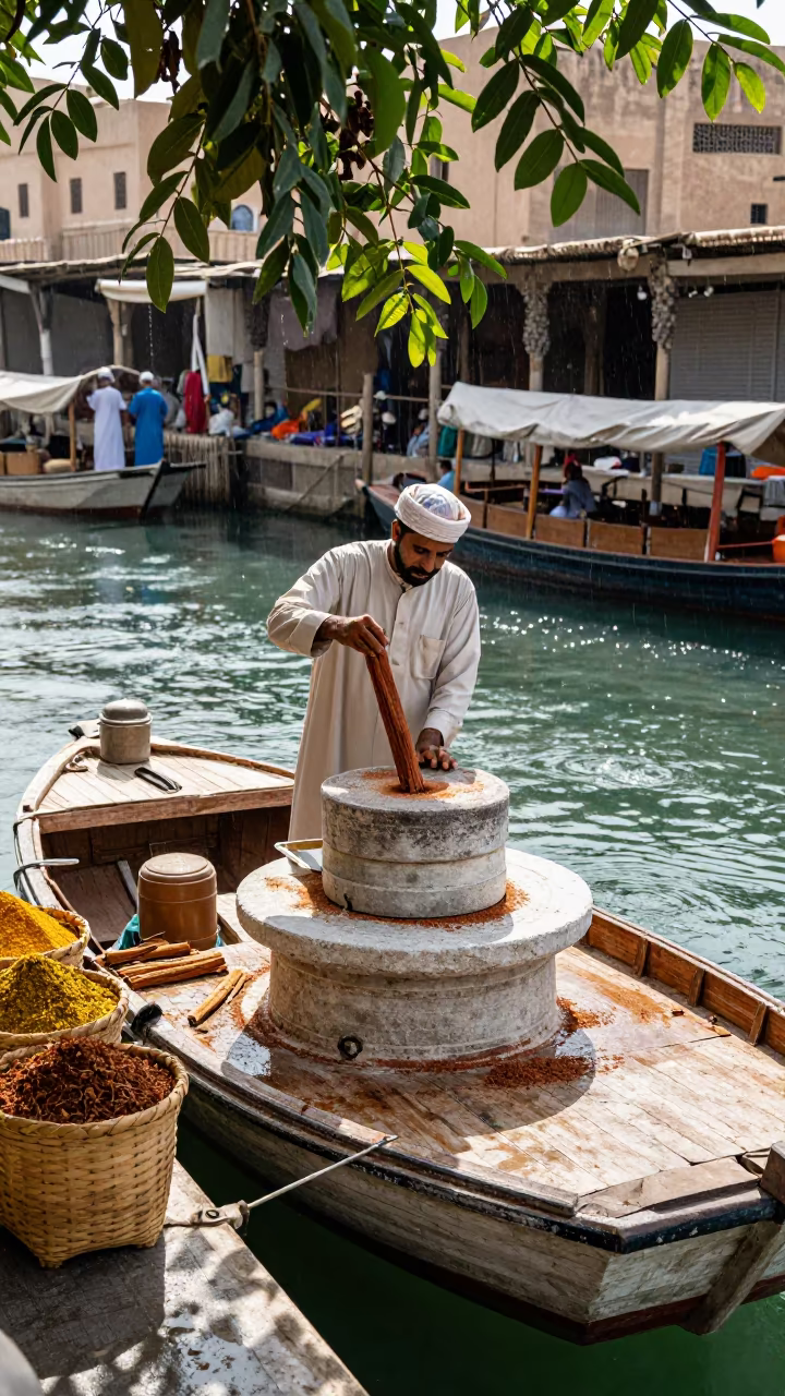 Cinnamon Mill on Floating Market Boat Riyadh in at a floating market boat in Riyadh