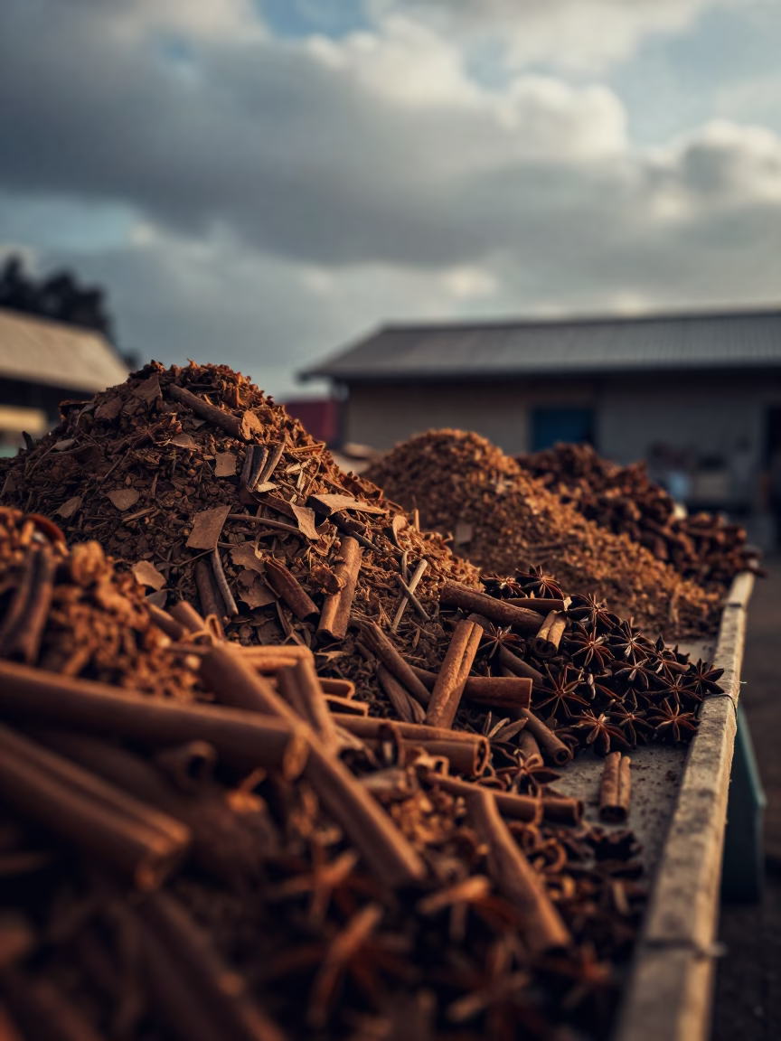 Cinnamon and Star Anise at Ikere Morning Market in at a market stall in Ikere