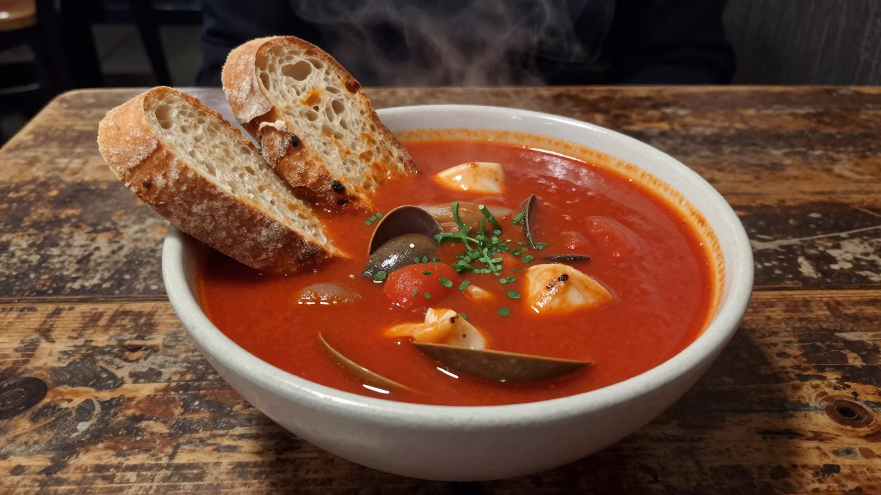 Cioppino Bowl in San Francisco at Deep In The Night Light in in San Francisco, California, United States