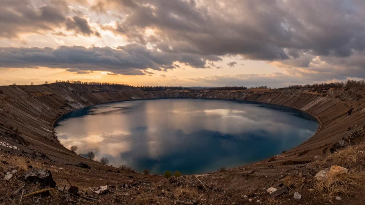 Circular Maar Lake in Austrian Evening Light in in Austria