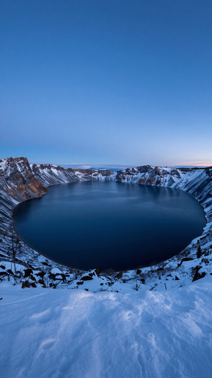 Circular Maar Lake at Winter Twilight Near Davie Village in near Davie Village, Vancouver
