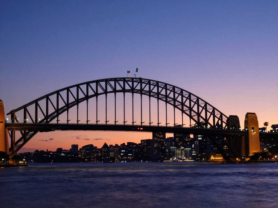 Circular Quay in Sydney at Indigo Twilight After Sunset in in Sydney, New South Wales, Australia