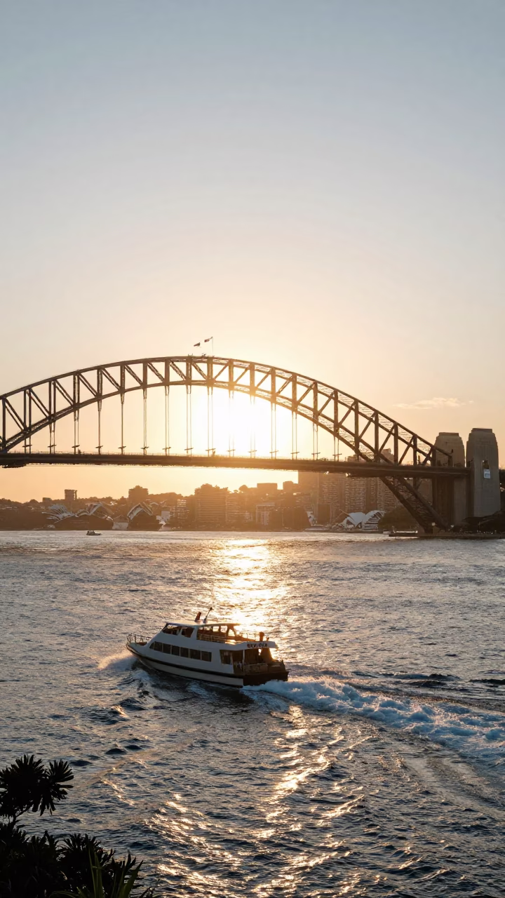 Circular Quay just after sunrise in Sydney in in Sydney, New South Wales, Australia