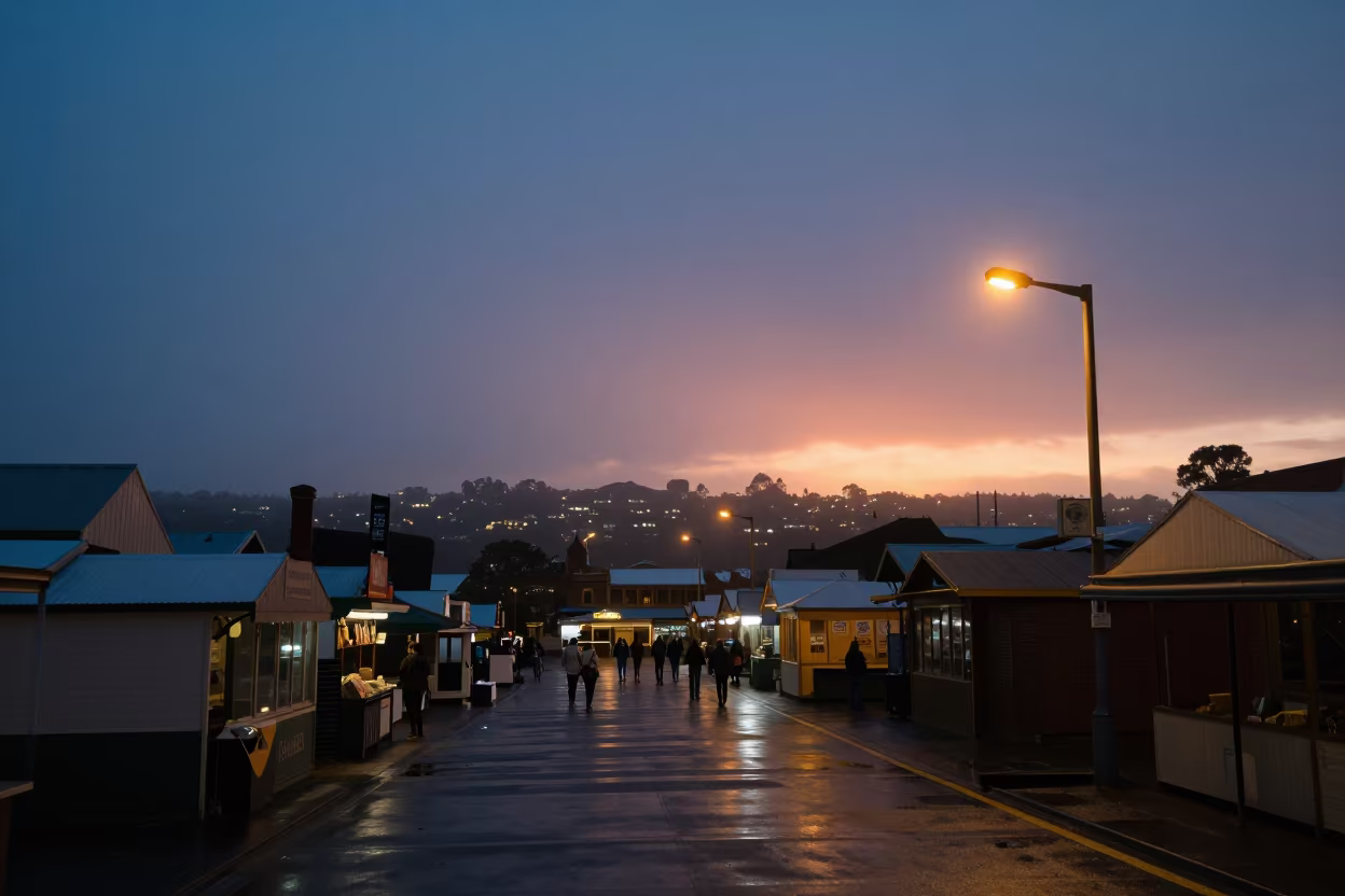 Circumhorizontal Arc Over Melbourne Market at Blue Hour in near South Melbourne Market, Melbourne