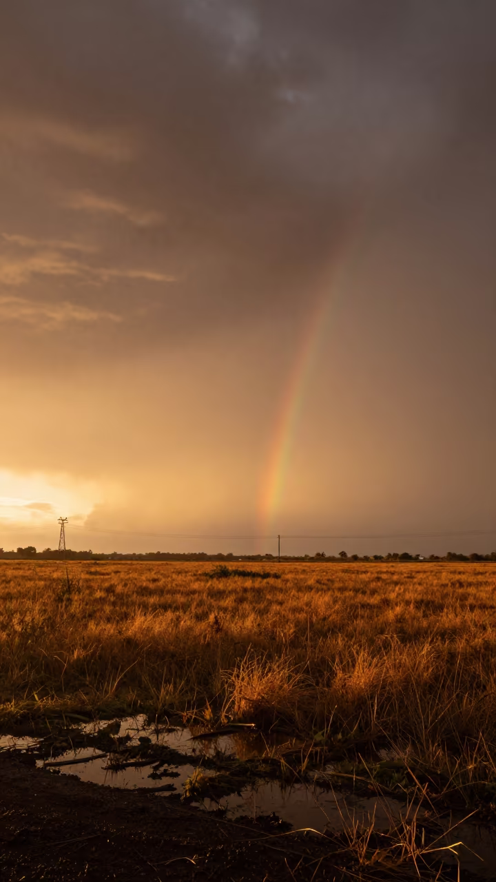 Circumhorizontal Arc Over Storm Plain at Sunset in across a storm-bright plain near Santiago de los Caballeros