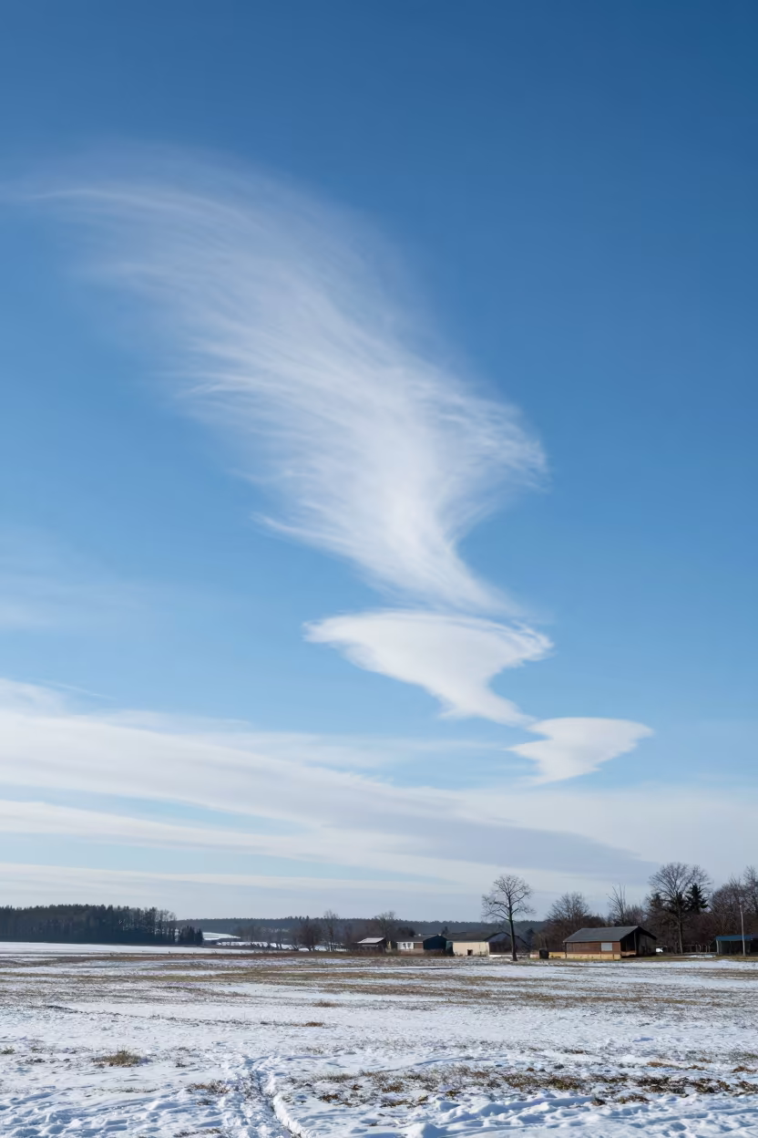 Cirrus Hook Cloud Over Winter Sky Near Dijon in near Dijon