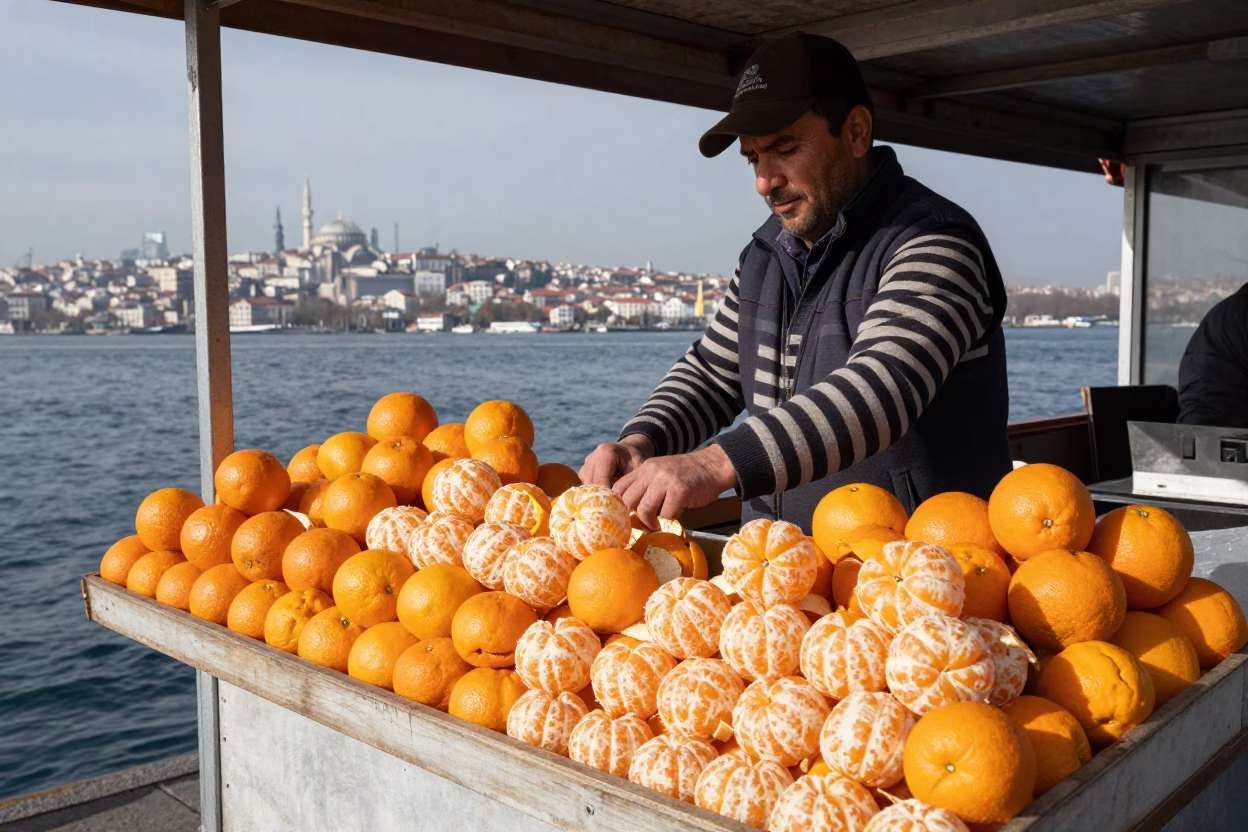 Citrus Vendor in Istanbul in in Istanbul, Turkey