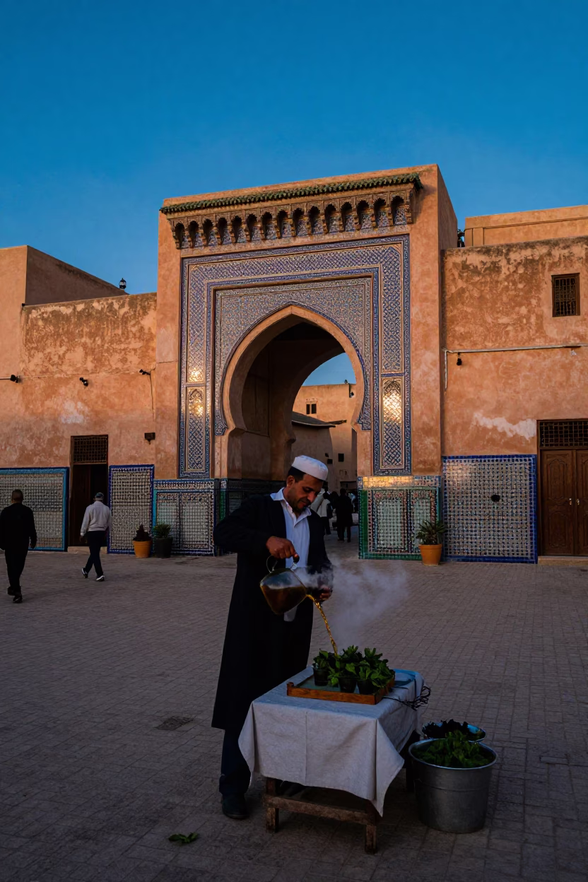 City Architecture in Fez at Blue Hour in in Fez, Morocco