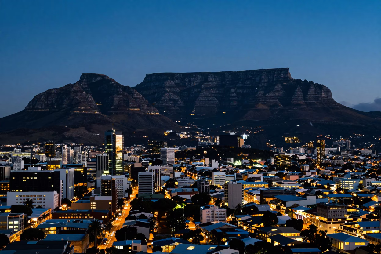 City Bowl And Table Mountain From Lion's Head Hiking Trail in Cape Town in in Cape Town, South Africa