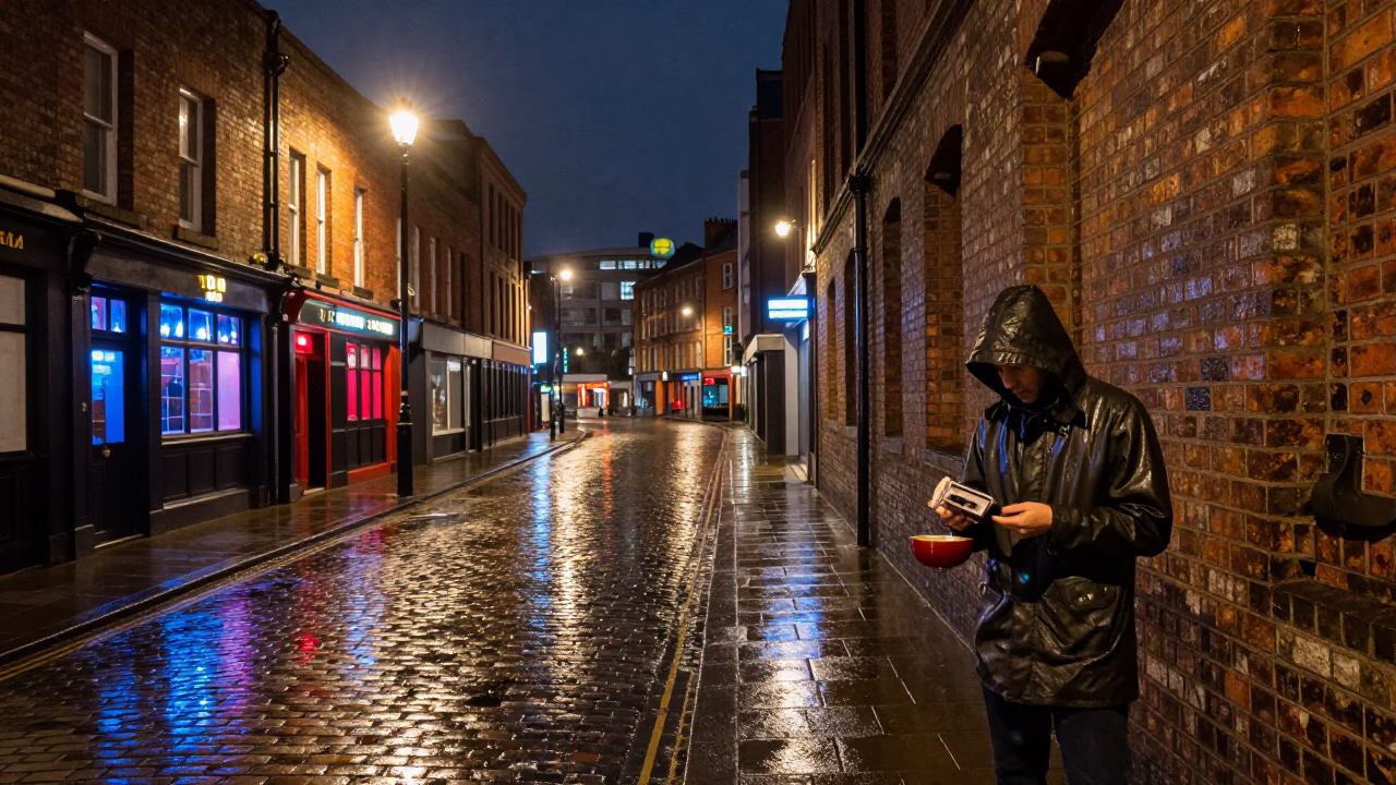 City Center after dark in Liverpool in in Liverpool, United Kingdom