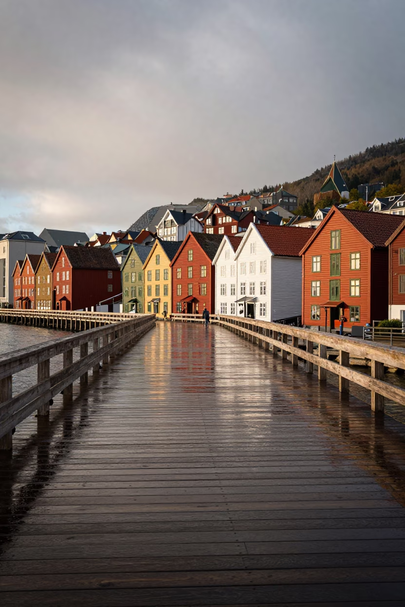 City Colors in Bergen at The Late Afternoon Light in in Bergen, Norway