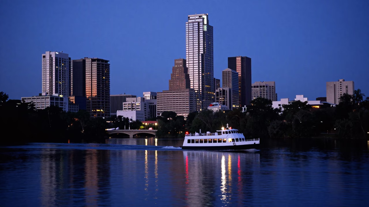 City Lights in Austin at Blue Hour in in Austin, Texas, United States