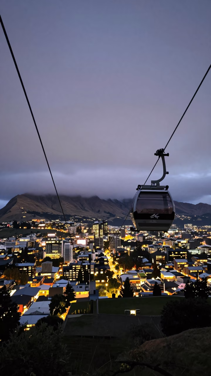 City Lights in Christchurch at As City Lights Begin To Glow in in Christchurch, New Zealand
