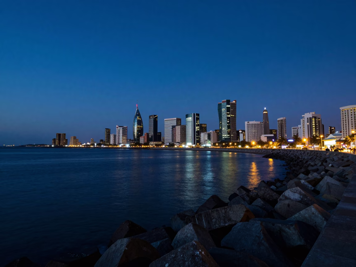 City Lights in Durban at As City Lights Begin To Glow in in Durban, South Africa