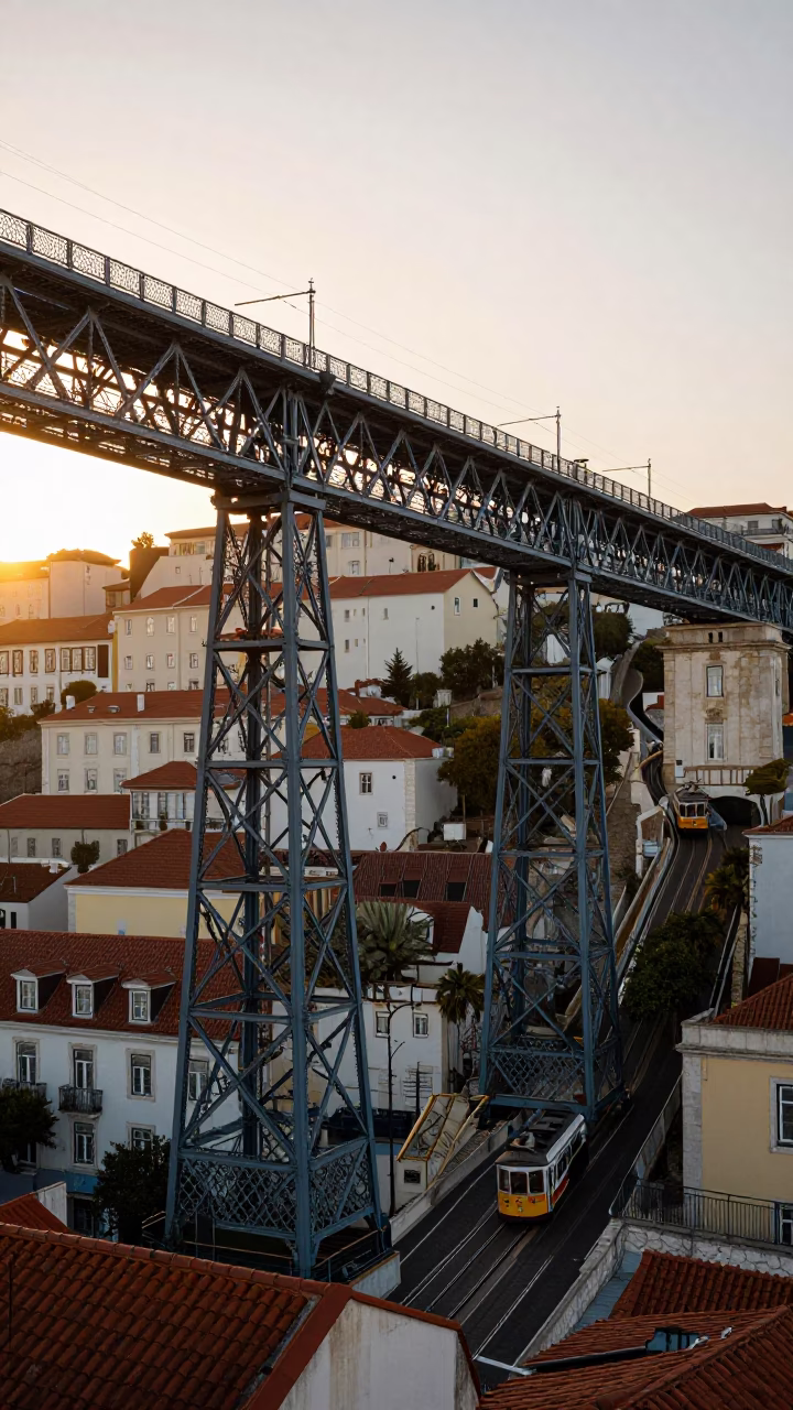 City Panorama in Lisbon at Sunset Light in in Lisbon, Portugal