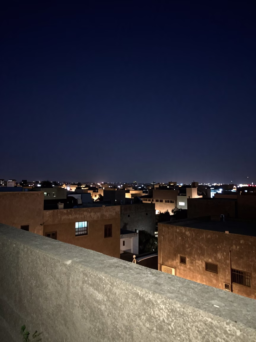 City Rooftops in Cairo at The Deepest Night Sky Light in in Cairo, Egypt