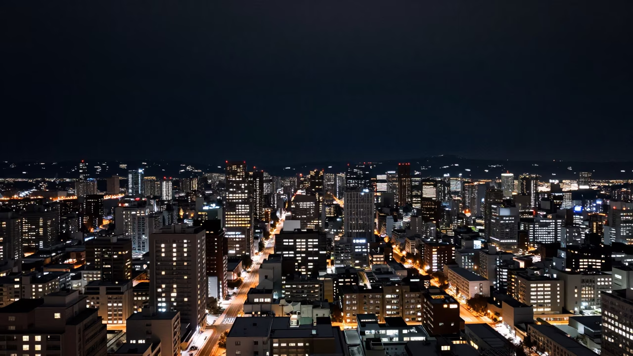 City Skyline And Snow Covered Streets in Sapporo in in Sapporo, Japan