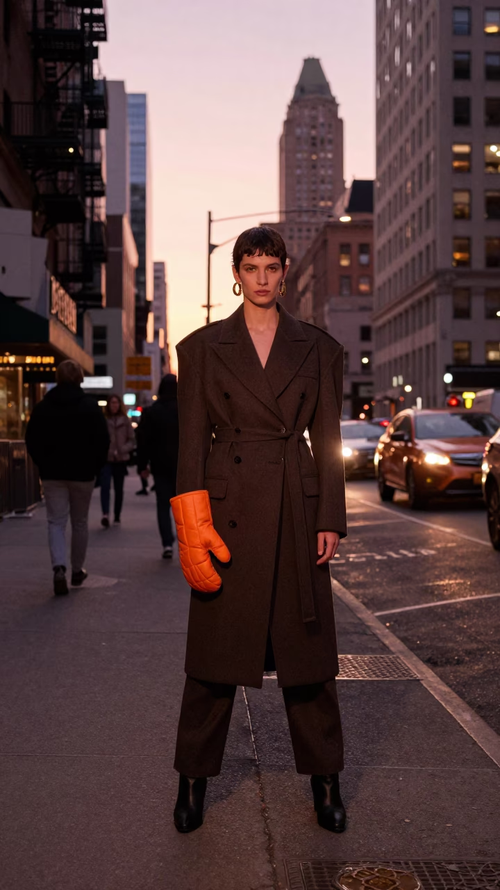City Street in New York at Copper-toned Light Before Dusk in in New York, New York, United States