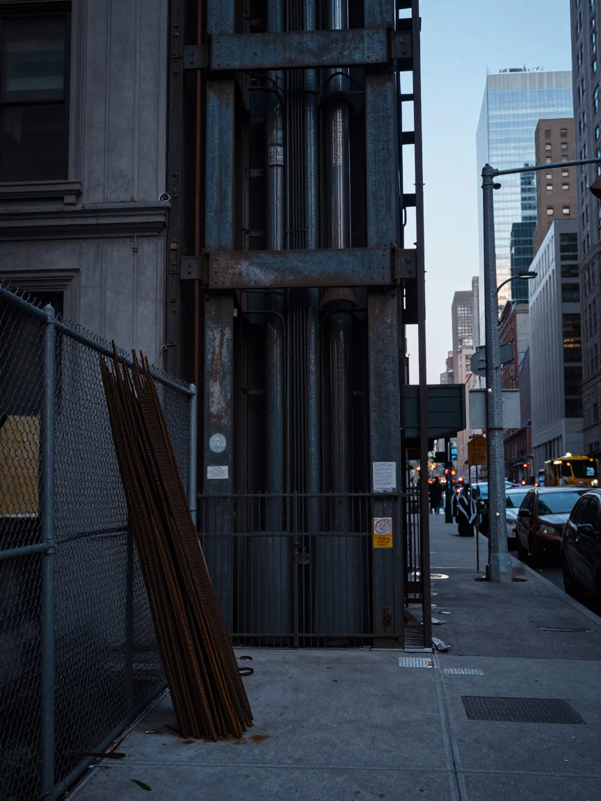 City Street in New York at The Predawn Darkness Light in in New York, New York, United States