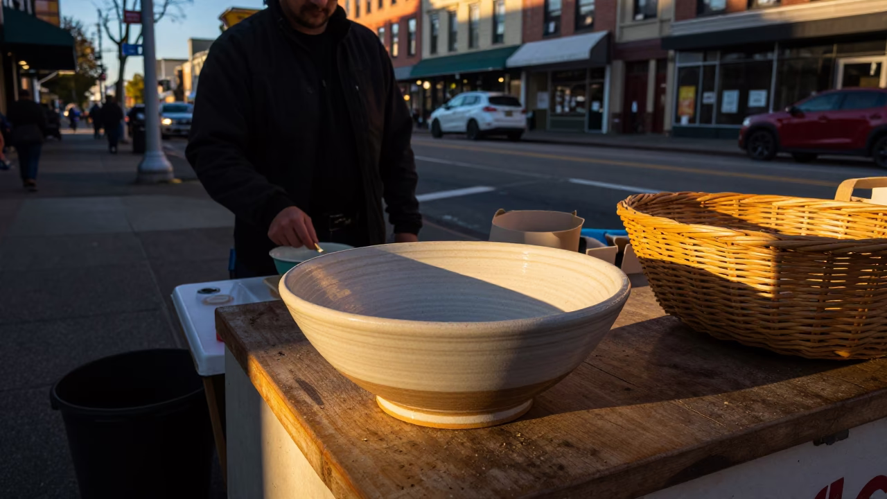 City Street in Seattle at Honeyed Evening Light in in Seattle, Washington, United States