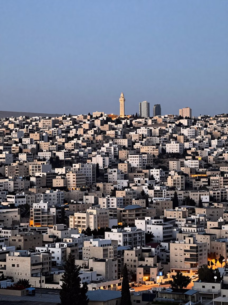 City Terrace in Amman at Nautical Dawn Light in in Amman, Jordan