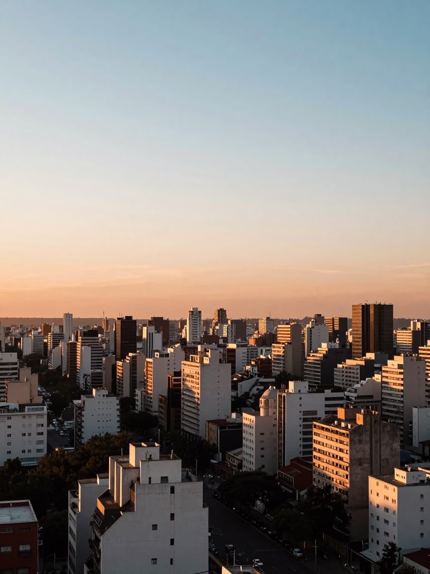 Cityscape in Buenos Aires at Sunset Light in in Buenos Aires, Argentina