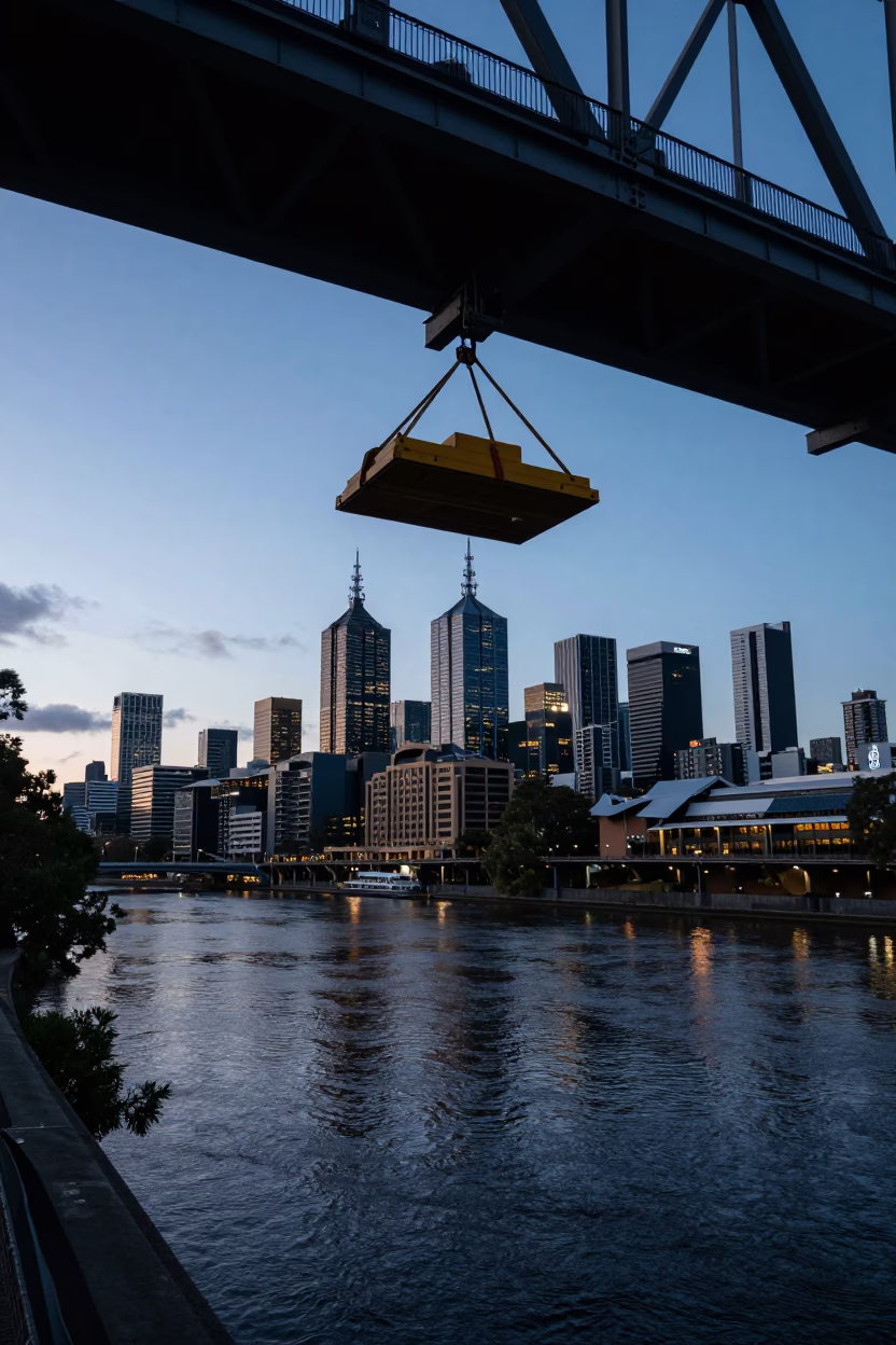 Cityscape in Melbourne at Blue Hour in in Melbourne, Victoria, Australia