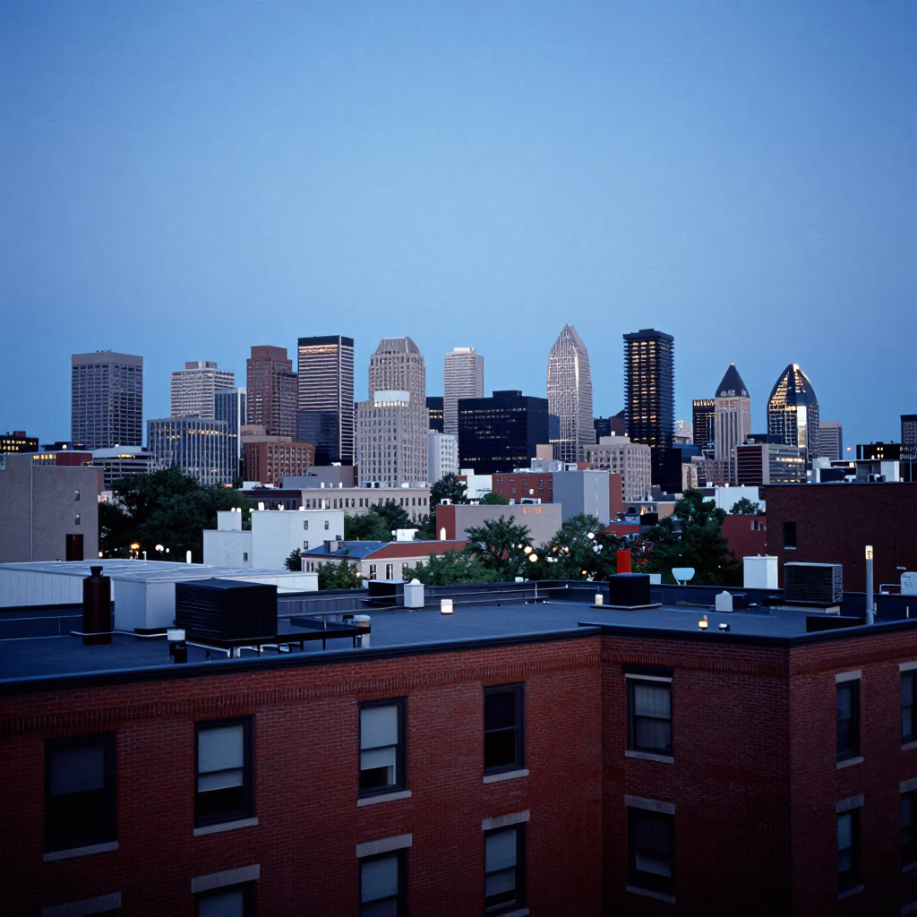 Cityscape in Montreal at Blue Hour in in Montreal, Quebec, Canada