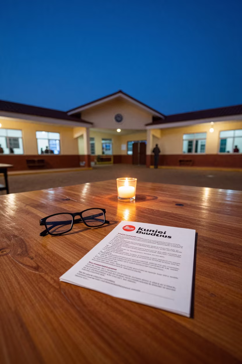 Civic Budget Packet and Glasses in Kumasi Council Hall in in a community center hall in Kumasi