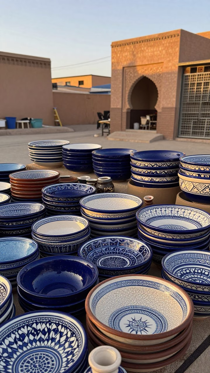 Clay Bowls in Fez in in Fez, Morocco