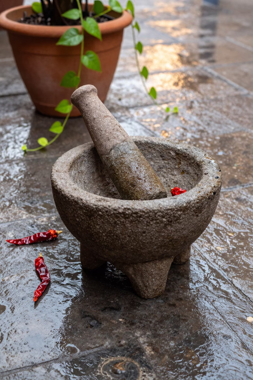 Clay Molcajete in Oaxaca in in Oaxaca, Mexico