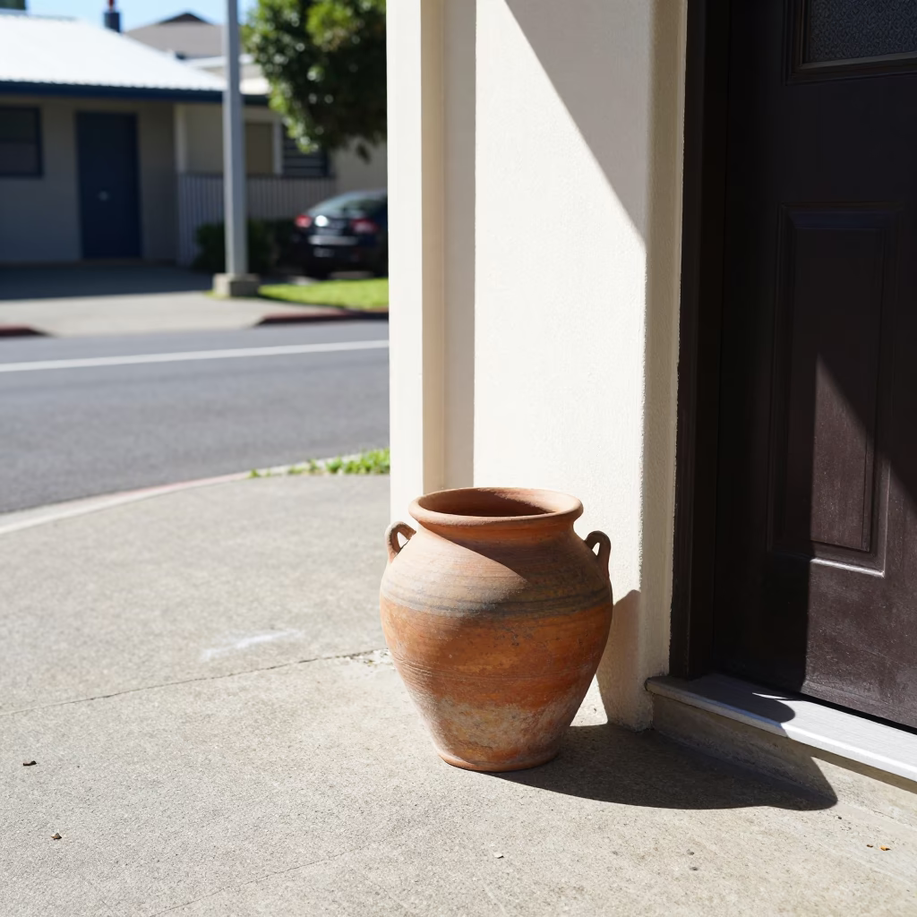 Clay Pot at Bright Midmorning Light in Perth in in Perth, Western Australia, Australia