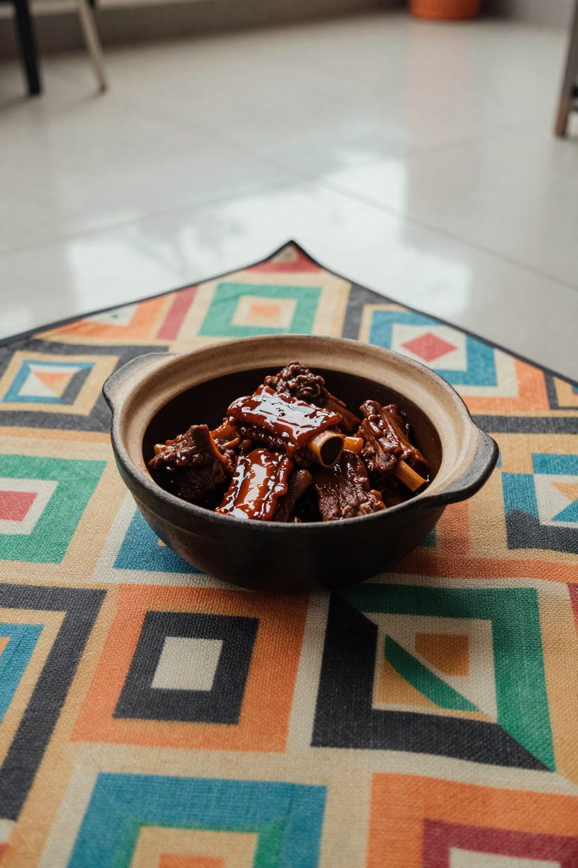 Clay Pot of Braised Short Ribs on Lagos Blanket in on a picnic blanket in Lagos