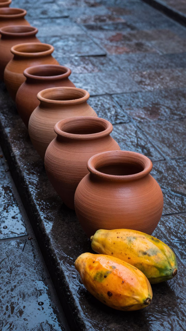 Clay Pots And Papaya in Mexico City in in Mexico City, Mexico
