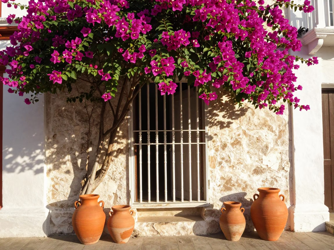Clay Pots in Cartagena at The Early Afternoon Light in in Cartagena, Colombia