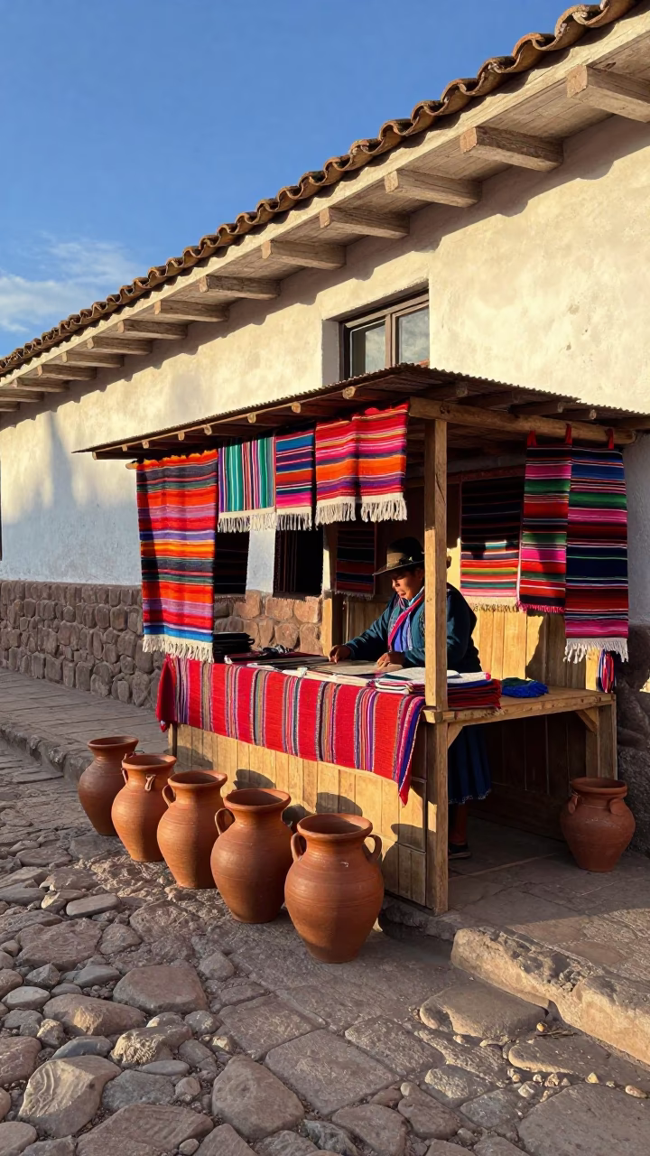 Clay Pots in Cusco at As First Light Reaches The Scene in in Cusco, Peru