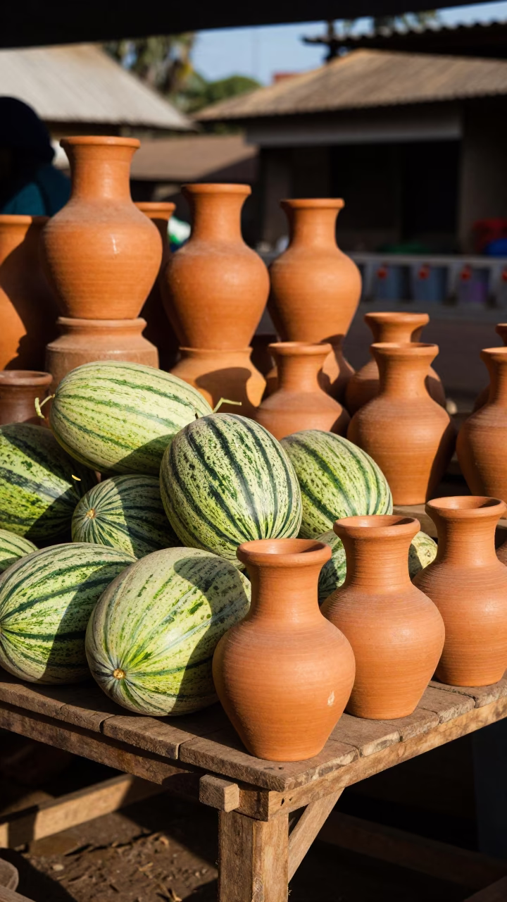 Clay Pots in Nairobi at Clear Late-afternoon Light in in Nairobi, Kenya