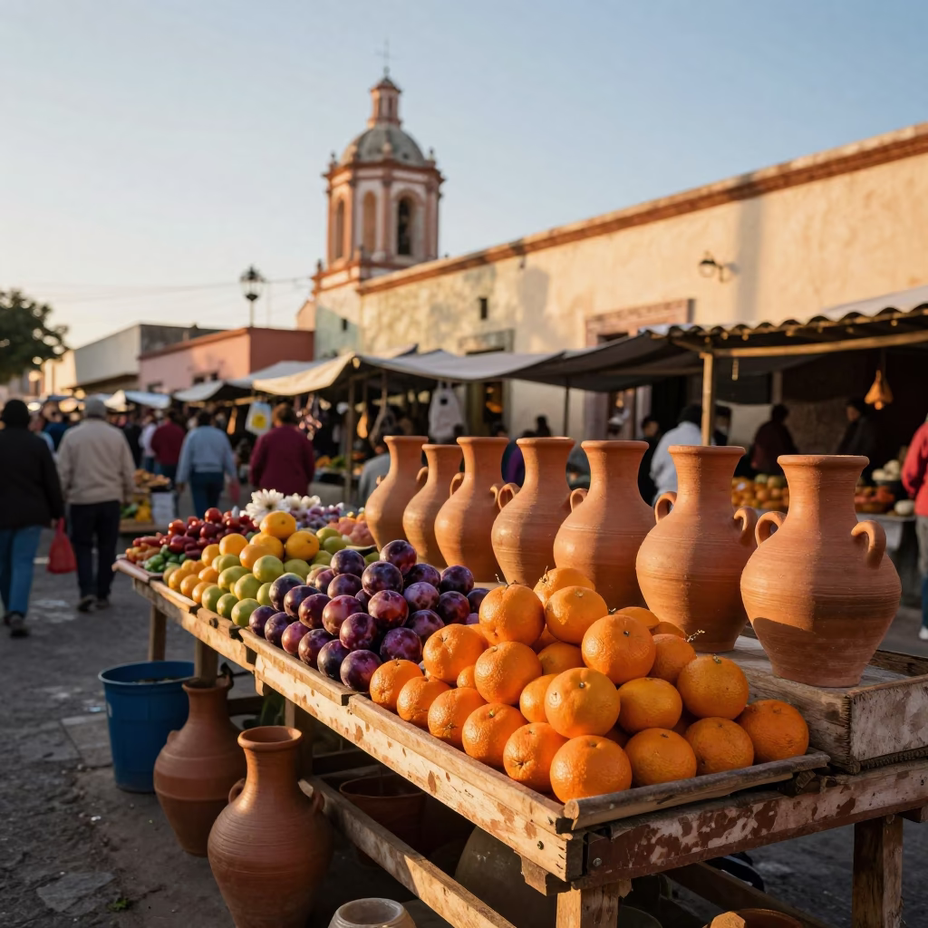Clay Pots in Oaxaca at Golden Hour in in Oaxaca, Mexico