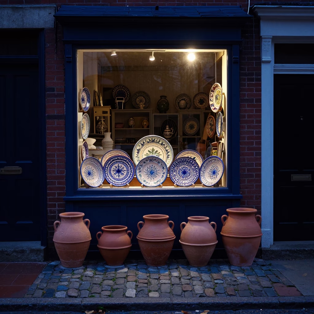 Clay Pots in Philadelphia at The Still Hours Before Dawn Light in in Philadelphia, Pennsylvania, United States