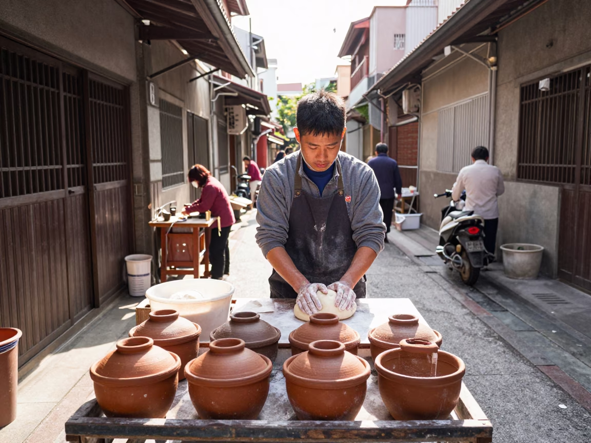 Clay Pots in Tainan at Late Morning Light in in Tainan, Taiwan