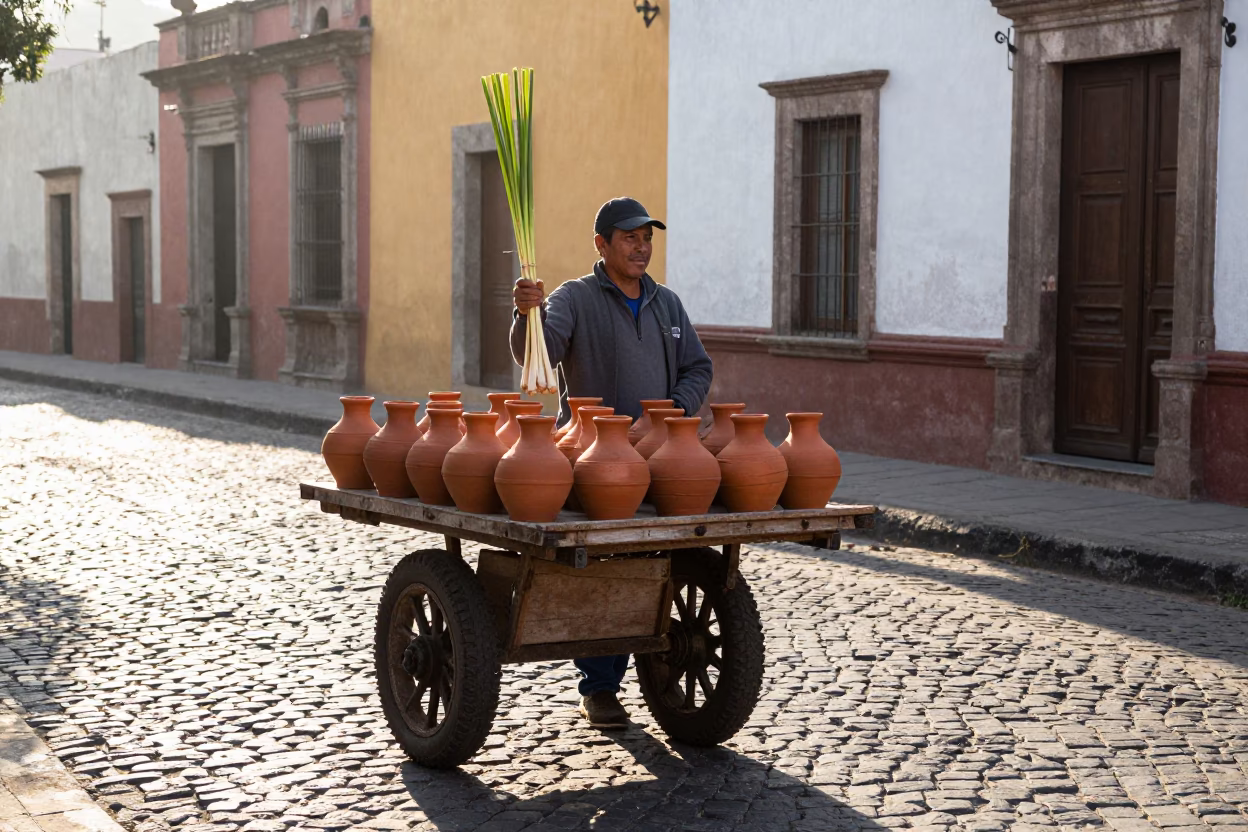 Clay Pots just after sunrise in Mexico City in in Mexico City, Mexico