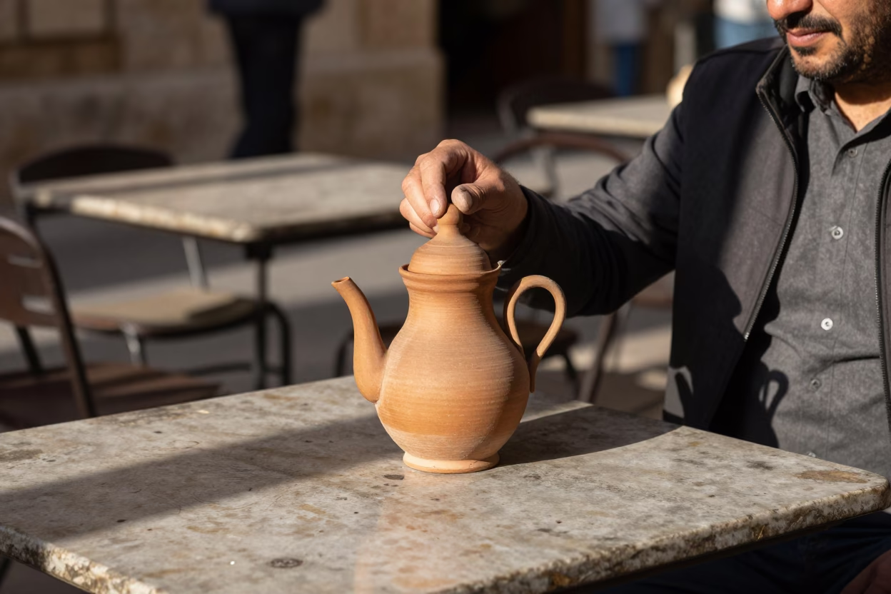 Clay Teapot in Beirut at The Early Afternoon Light in in Beirut, Lebanon