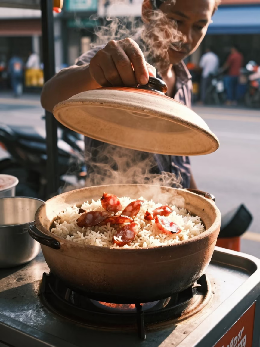 Claypot Rice at Clear Late-afternoon Light in Kuala Lumpur in in Kuala Lumpur, Malaysia