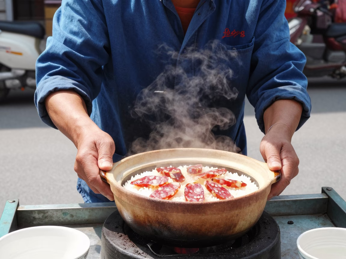 Claypot Rice at The Flat Glare Of Noon Light in Shanghai in in Shanghai, China