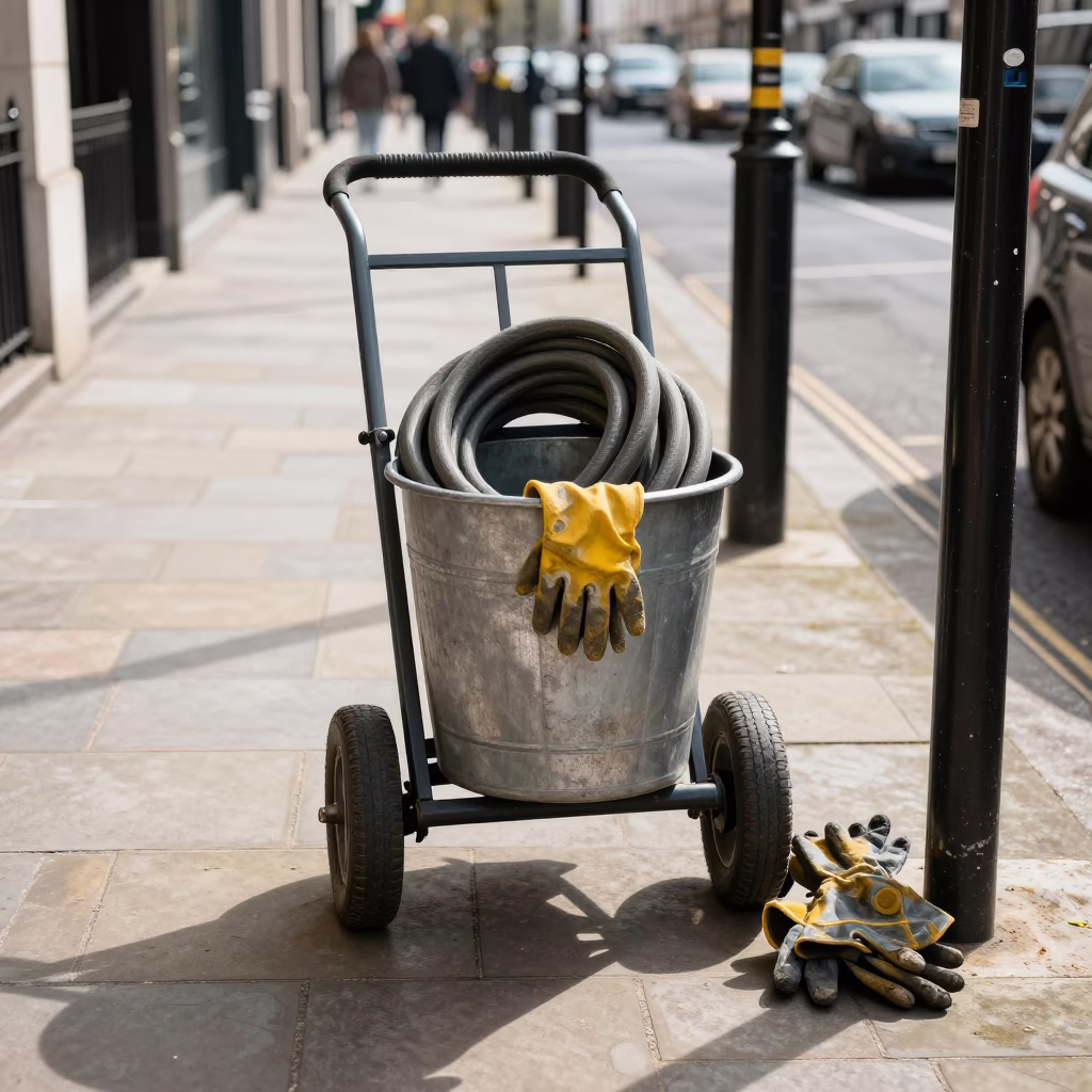 Cleaner's Cart in London in in London, United Kingdom