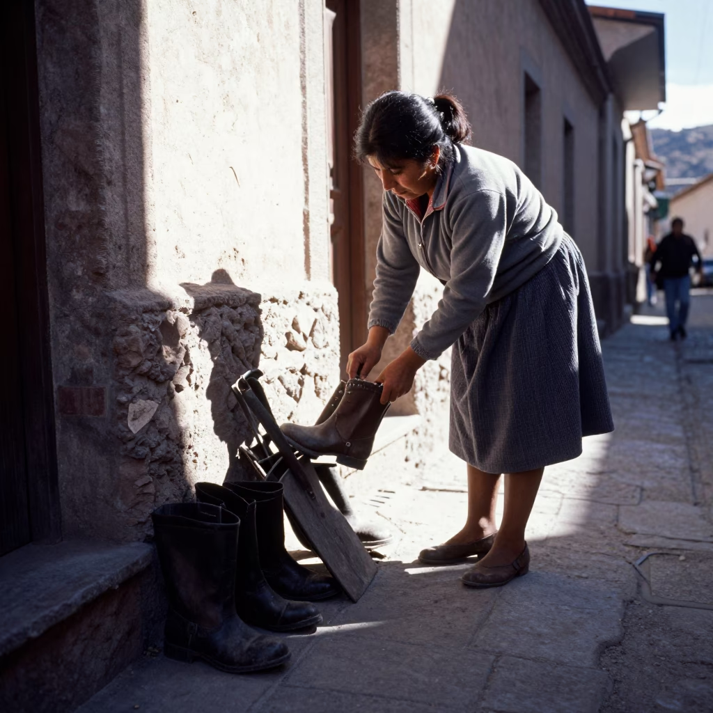 Cleaning Boot in La Paz in in La Paz, Bolivia