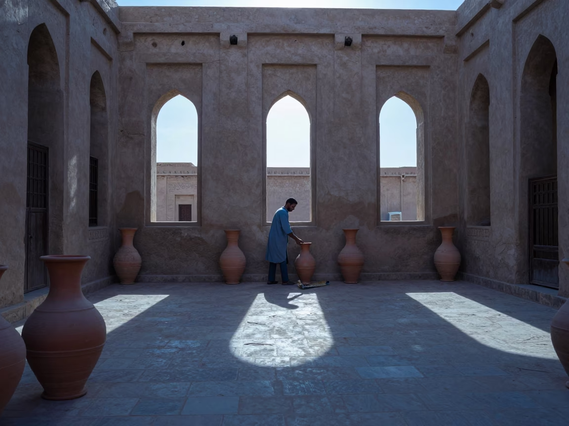 Cleaning Courtyard in Luxor in in Luxor, Egypt