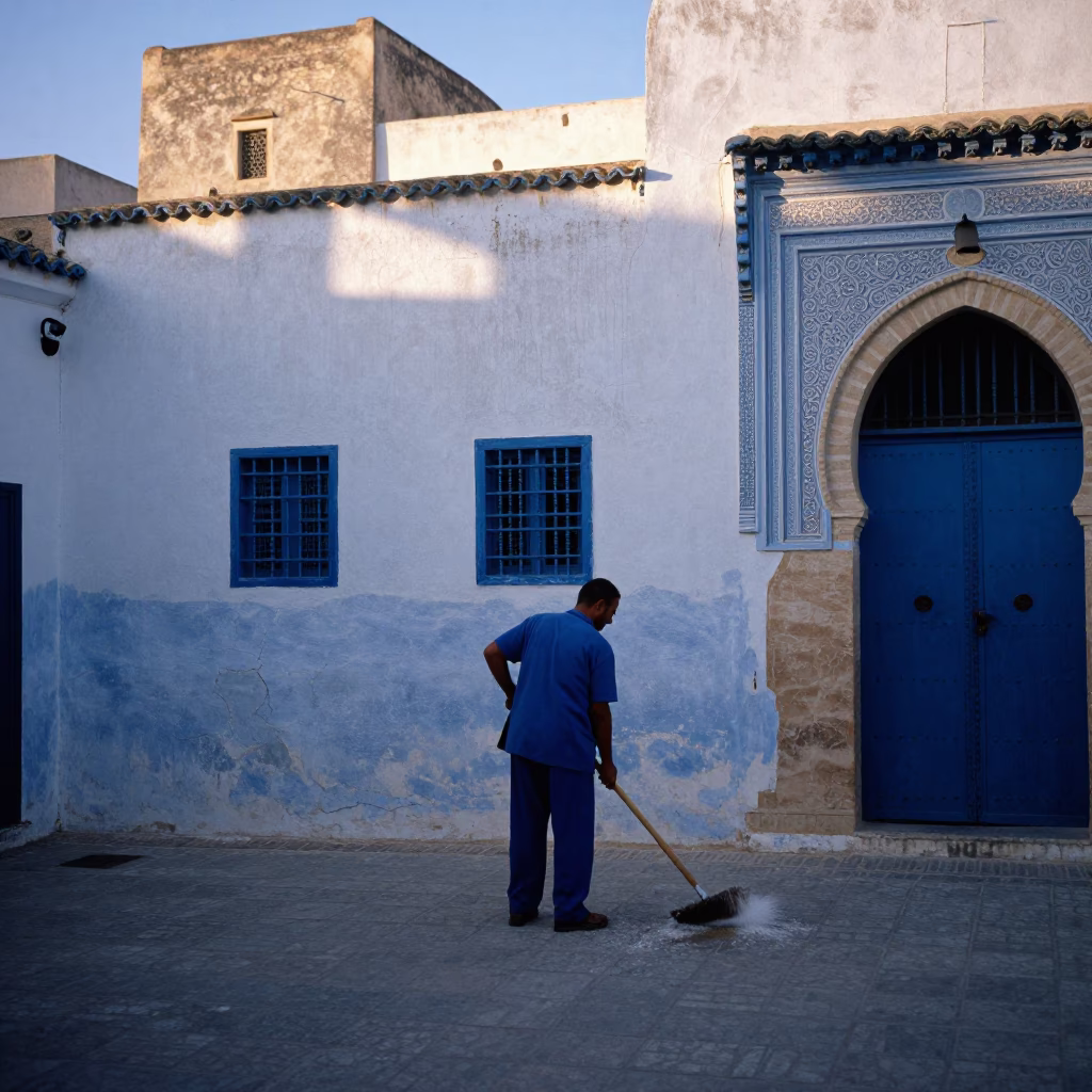 Cleaning Courtyard in Tunis in in Tunis, Tunisia